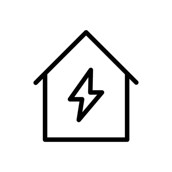 Huis Flash Power Vector Dunne Lijn Pictogram — Stockvector