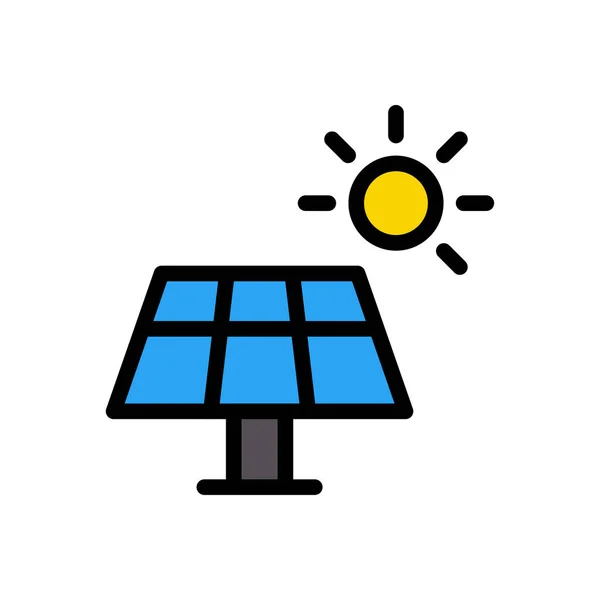 Painel Solar Vetor Ícone Cor Plana —  Vetores de Stock