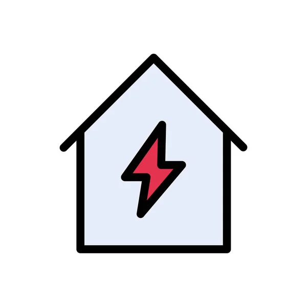 House Flash Power Vector Flat Color Icon — Stock Vector