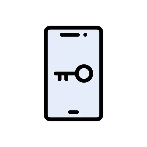 Mobile Key Vector Flat Color Icon — Stock Vector