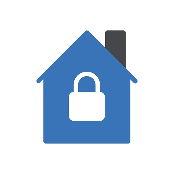 House Lock Vector Glyph Color Icon — Stock Vector