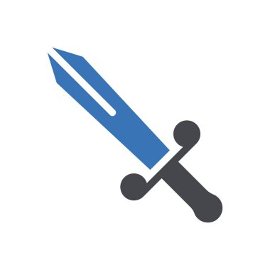 Web sitesi tasarımı ve masaüstü zarfları için kılıç simgesi, geliştirme. premium paket.