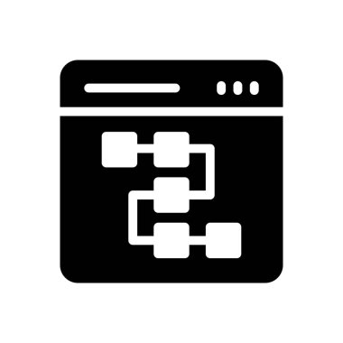 Web sitesi tasarımı ve masaüstü zarfları için akış şeması simgesi, geliştirme. premium paket.