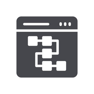 Web sitesi tasarımı ve masaüstü zarfları için akış şeması simgesi, geliştirme. premium paket.