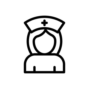 Hemşire vektörü ince çizgi simgesi