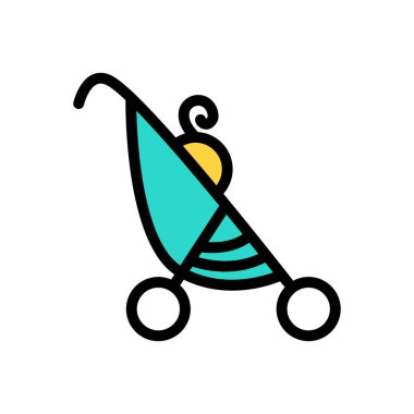 baby pram vektör renk çizgisi simgesi
