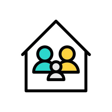 aile evi vektör renk çizgisi simgesi