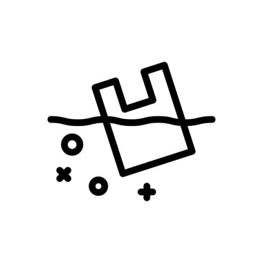 Plastik alışveriş vektörü ince çizgi simgesi