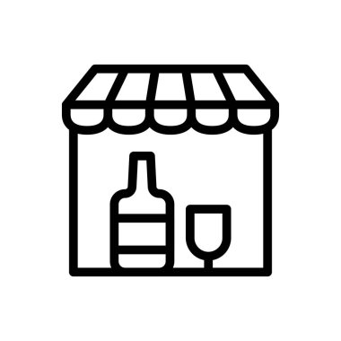 Şarap dükkanı vektör ince çizgi simgesi