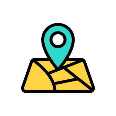 konum haritası vektörü düz renk simgesi