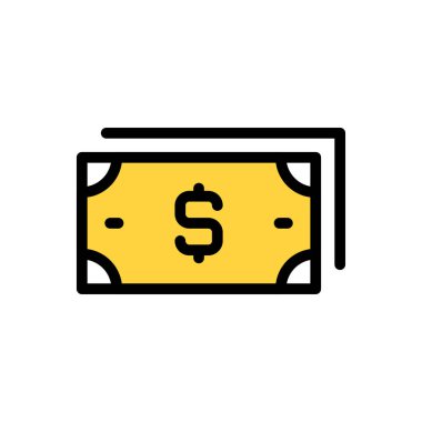 Dolar nakit vektörü düz renk simgesi