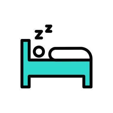 uyku yatağı vektörü düz renk simgesi