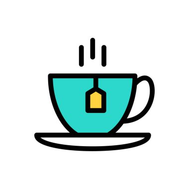 çay vektörü düz renk simgesi