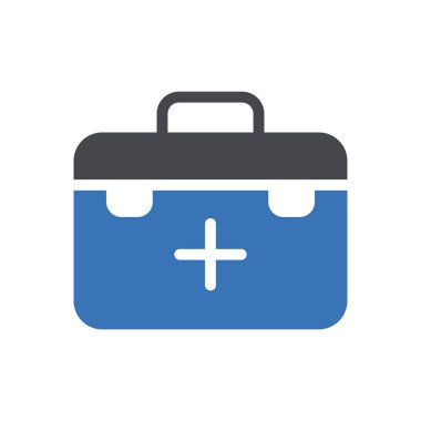 Web sitesi tasarımı ve masaüstü zarfları için tıbbi kutu simgesi, geliştirme. Premium paketi.