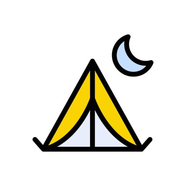 Web sitesi tasarımı ve masaüstü zarfları için kamp gecesi simgesi, geliştirme. Premium paketi.