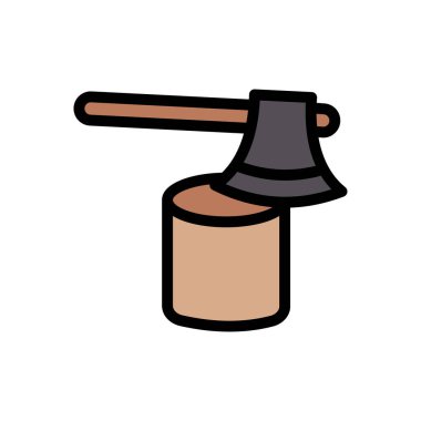 Web sitesi tasarımı ve masaüstü zarfları için balta ahşap simgesi, geliştirme. Premium paketi.