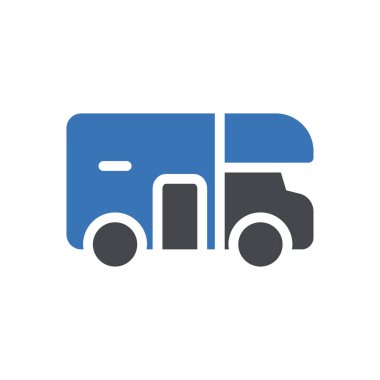 Web sitesi tasarımı ve masaüstü zarfları için kamyon kampı simgesi, geliştirme. Premium paketi.