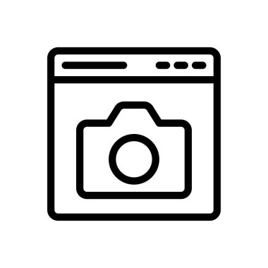 Web sitesi tasarımı ve masaüstü zarfları için web sayfası kamera simgesi, geliştirme. Premium paketi.