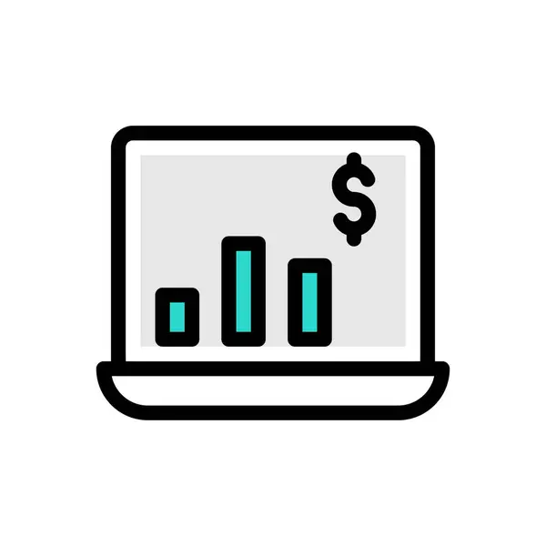 Laptop Statistik Ikon För Webbdesign Och Skrivbordet Hölje Utveckling Premiumförpackning — Stock vektor