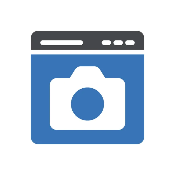 Webpagina Camera Icoon Voor Website Ontwerp Desktop Enveloppe Ontwikkeling Premium — Stockvector
