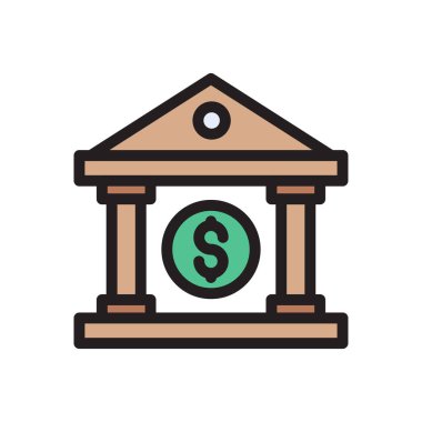 Web sitesi tasarımı ve masaüstü zarfları için banka simgesi, geliştirme. Premium simgesi.