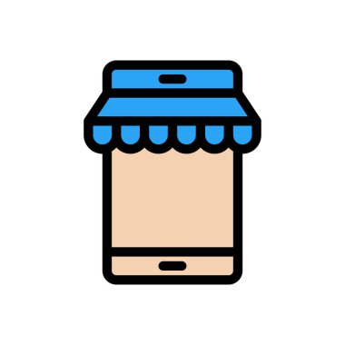 Web sitesi tasarımı ve masaüstü zarfları için mobil depo simgesi, geliştirme. Premium paketi.