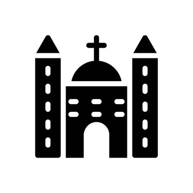 Web sitesi tasarımı ve masaüstü zarfları için kilise simgesi. premium paket