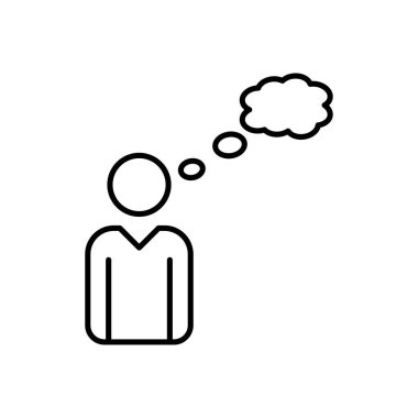 Web sitesi tasarımı ve masaüstü zarfları için Simge 'yi düşünen bir adam. premium paket.