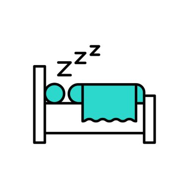 Web sitesi tasarımı ve masaüstü zarfları için uyku yatağı simgesi. premium paket.