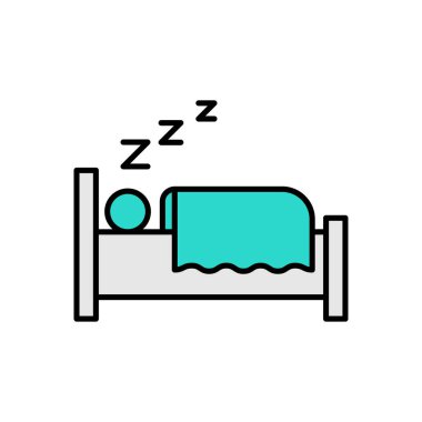Web sitesi tasarımı ve masaüstü zarfları için uyku yatağı simgesi. premium paket.
