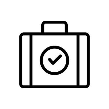 Web sitesi tasarımı ve masaüstü zarfları için portföy tiki simgesi, geliştirme. premium paket.