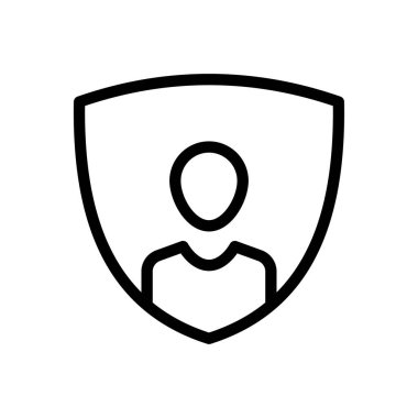 Web sitesi tasarımı ve masaüstü zarfları için kullanıcı kalkanı simgesi simgesi, geliştirme. premium paket.