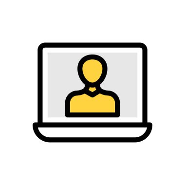 Web sitesi tasarımı ve masaüstü zarfları için dizüstü kullanıcı hesabı simgesi, geliştirme. premium paket.