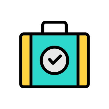 Web sitesi tasarımı ve masaüstü zarfları için portföy tiki simgesi, geliştirme. premium paket.