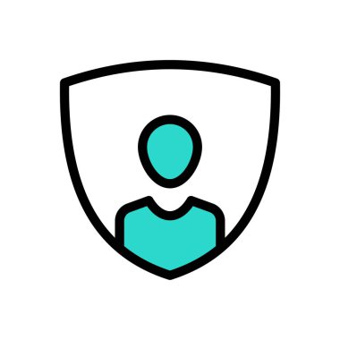 Web sitesi tasarımı ve masaüstü zarfları için kullanıcı kalkanı simgesi simgesi, geliştirme. premium paket.