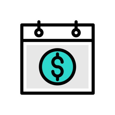 Web sitesi tasarımı ve masaüstü zarfları için takvim dolar simgesi, geliştirme. premium paket.