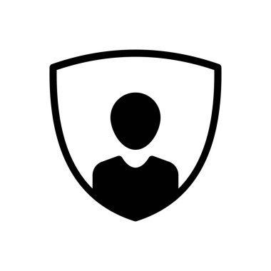 Web sitesi tasarımı ve masaüstü zarfları için kullanıcı kalkanı simgesi simgesi, geliştirme. premium paket.