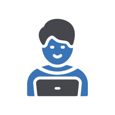 Web sitesi tasarımı ve masaüstü zarfları için çalışan adam simgesi, geliştirme. premium paket.