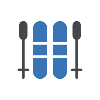 Web sitesi tasarımı ve masaüstü zarfları için kayak simgesi, geliştirme. premium paket.