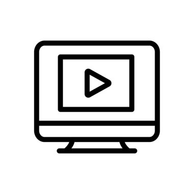 Web sitesi tasarımı ve masaüstü zarfları için çevrimiçi video simgesi, geliştirme. premium paket.