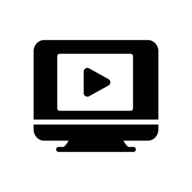 Web sitesi tasarımı ve masaüstü zarfları için çevrimiçi video simgesi, geliştirme. premium paket.