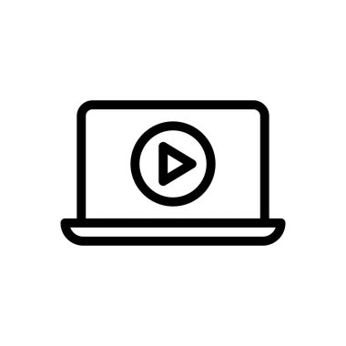 Web sitesi tasarımı ve masaüstü zarfları için video laptop simgesi, geliştirme. premium paket.