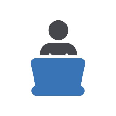 Web sitesi tasarımı ve masaüstü zarfları için çevrimiçi çalışma simgesi, geliştirme. premium paket.