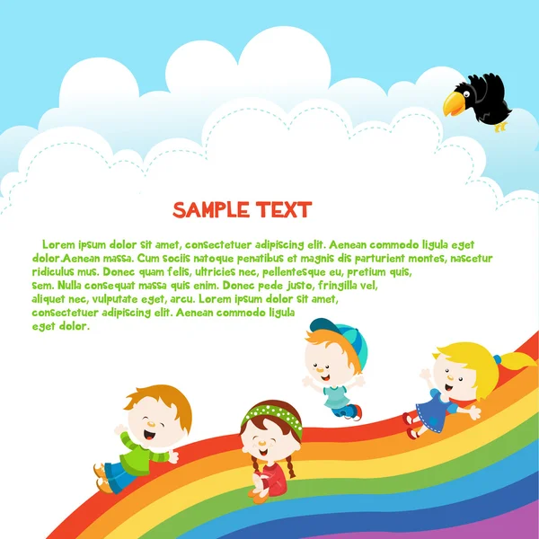 孩子们享受着彩虹 — 图库矢量图片