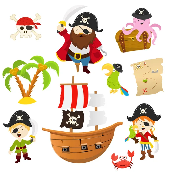 Cartoon piraat elementen — Stockvector