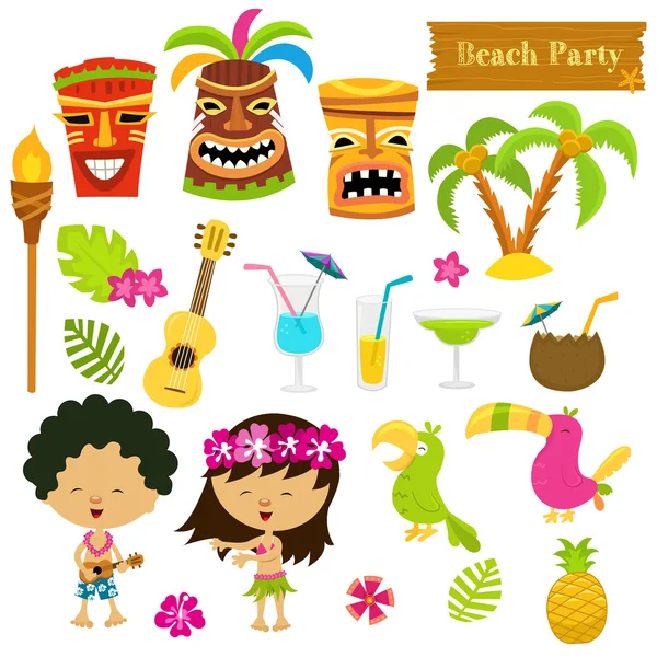 Mignon ensemble Hawaï — Image vectorielle