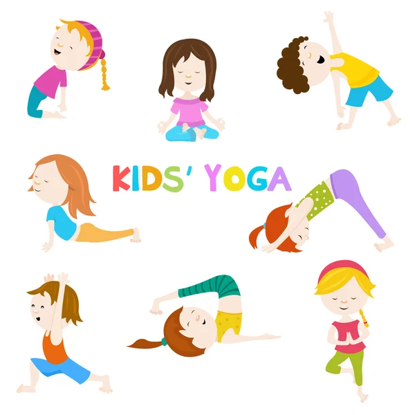 孩子们的瑜伽套 — 图库矢量图片
