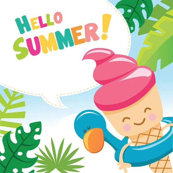 Carino Summer Card Con Gelato — Vettoriale Stock