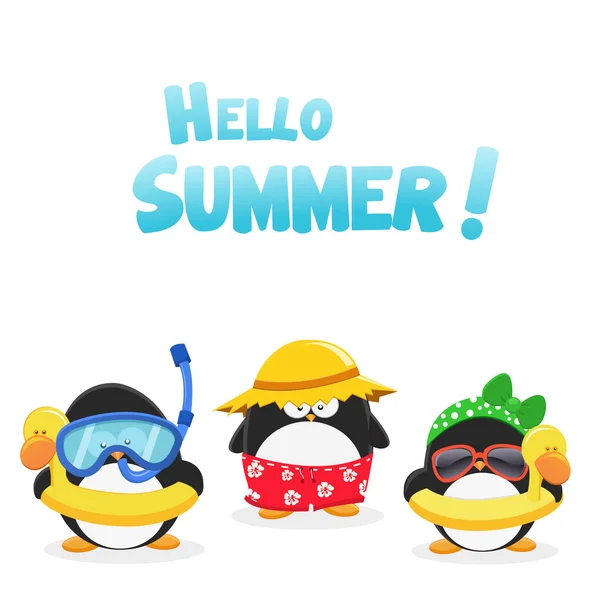 Summer Penguins — Stock Vector