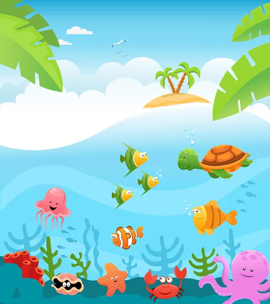 Tropical Underwater Scene — Stock Vector